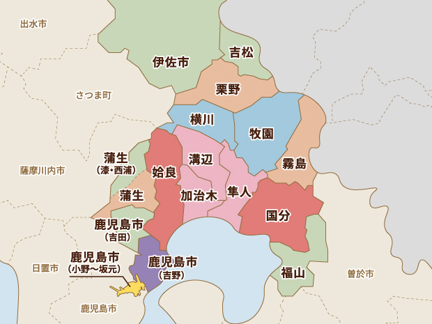 旬彩お届け料理あしびの配達エリアマップ